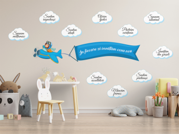 Sticker Nori cu mesaje, Folina, decoraţiune pentru şcoli şi grădiniţe, racletă de aplicare inclusă