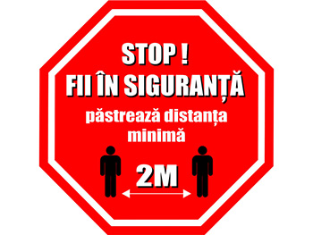 Stickere podea Octagon Recomandări Păstrează distanţa 6 - set 4 bucăţi, 35 cm