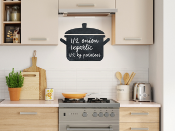 Sticker bucatarie, Folina, tabla de scris in forma de vas de gătit, 44x60 cm, racletă de aplicare inclusă 