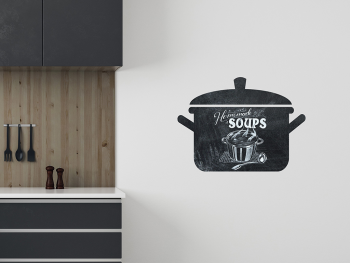 Sticker bucatarie, Folina, tabla de scris in forma de vas de gătit, 44x60 cm, racletă de aplicare inclusă 