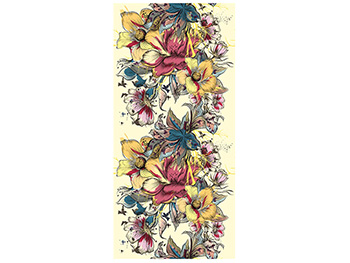 Folie sablare decorativă pentru uşă din sticlă, Folina, bej cu model floral multicolor, 100x210 cm Usa-sablare-Flori-simulare-5003