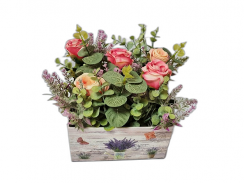 aranjament-cu-trandafiri-si-plante-artificiale-in-cutie-decorativa-4794