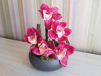 Aranjament flori artificiale Orhidee roşie