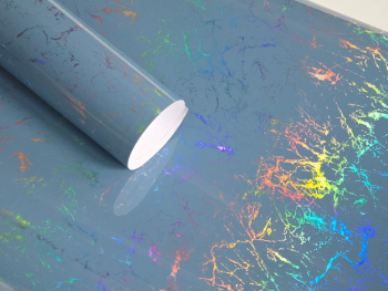 Autocolant marmură albastru oțel cu efect holografic, Magic Marble - 75x250 cm