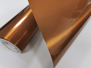 Autocolant cu efect metalic arămiu, Aslan, Copper Brushed, aspect lucios, 125 cm lăţime