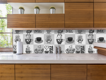Autocolant faianţă decorativă Coffee Break, Folina, autoadeziv, gri, rolă de 67x200 cm