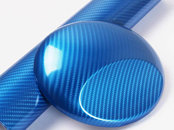 Folie carbon 5D albastru lucios, material bubblefree, rolă de 152x200 cm
