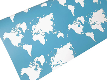 Autocolant decorativ, Folina, model harta lumii, albastru, 100 cm lăţime