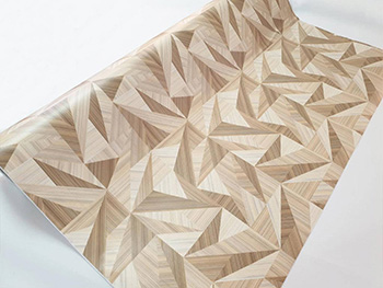 Autocolant mobilă lemn bej, Folina W0448, cu model geometric, 122 cm lăţime