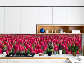 Autocolant decorativ Câmp cu lalele, Folina, roşu, 80x400 cm