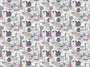 Autocolant decorativ Lindley, Alkor, imprimeu cuvinte și imagini Londra, 45 x 200 cm