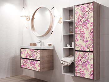 Autocolant decorativ, Folina, crengi înflorite roz, 100 cm lăţime, laminare mată autocolant-decorativ-mobila-model-floral-oriental-roz-5-1502