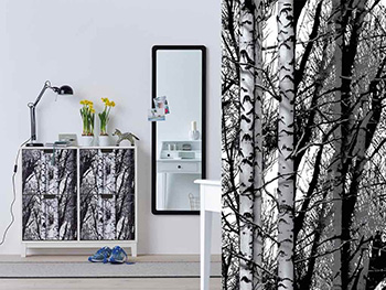 Autocolant decorativ Wood, d-c-fix, imprimeu copaci, alb-negru, lățime 45 cm