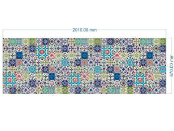 Autocolant faianţă decorativă Patchwork Blue, Folina, autoadeziv, model mozaic arăbesc, multicolor, rolă 67x200 cm