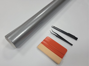 Set autocolant gri argintiu lucios 30x500 cm + racletă, cutter, pensetă – pentru cutter plotter, DIY, stickere personalizate