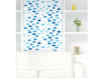 Autocolant decorativ Azuleo, MagicFix, model geometric albastru, 100 cm lăţime