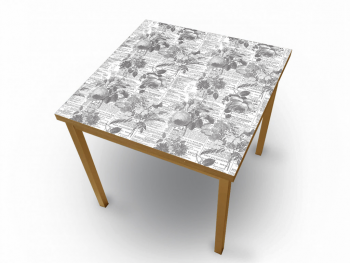 Autocolant blat masă, model ziar cu flori gri, 100 x 200 cm, racletă inclusă