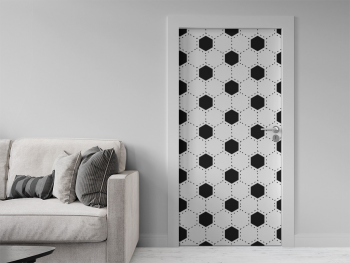 Autocolant decorativ, Folina, alb cu hexagoane negre, rolă de 100x250 cm, racletă inclusă
