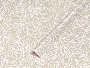 Autocolant mobilă decorativ, d-c-fix Blado, crem cu model stilizat frunze albe, 67x200 cm