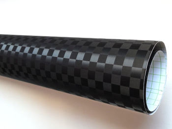 Autocolant negru Grid Carbon, model embosat pătrățele - 75x250 cm
