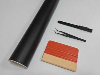 Set autocolant negru mat 30x500 cm + racletă, cutter, pensetă – pentru cutter plotter, realizare stickere, proiecte DIY crafting și handmade
