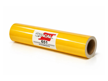 Autocolant Oracal 651 Galben Lucios (019 Signal Yellow) – Folie Adezivă Exterior, 126 cm