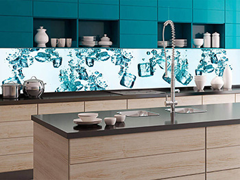 Autocolant perete backsplash, Dimex, model Cuburi gheaţă, rezistent la apă şi căldură, rolă de 60x350 cm