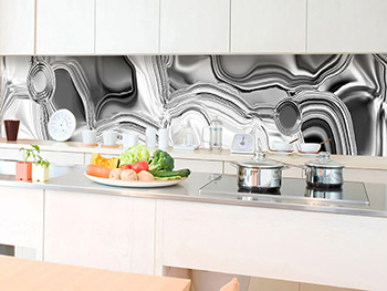 Autocolant perete backsplash, Dimex, imprimeu abstract gri, rezistent la apă şi căldură, rolă de 60x350 cm