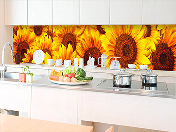 Autocolant perete backsplash, Dimex, model Floarea soarelui, galben, 60x350 cm