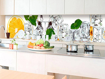 Autocolant perete backsplash, Dimex, model Lămâie şi gheaţă, multicolor, 60x350 cm autocolant-perete-bucatarie-lamaie-si-gheata-5607
