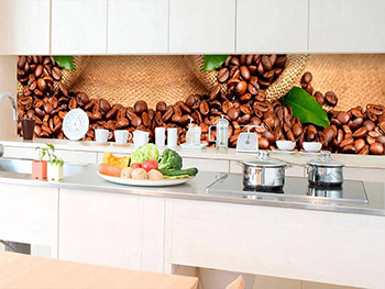 Autocolant perete backsplash, Dimex, model Boabe cafea, maro, 60x350 cm