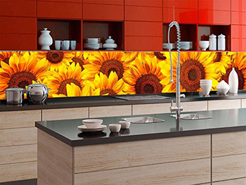 Autocolant perete backsplash, Dimex, model Floarea soarelui, galben, 60x350 cm autocolant-perete-backsplash-floarea-soarelui-1939