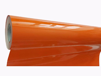 Autocolant portocaliu lucios, Kointec, 100 cm lăţime, racletă de aplicare inclusă la fiecare comandă.