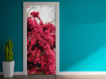 Autocolant uşă Copac înflorit roz, Folina, model multicolor, dimensiune autocolant 92x205 cm autocolant-usa-bougainvillea-1-8533