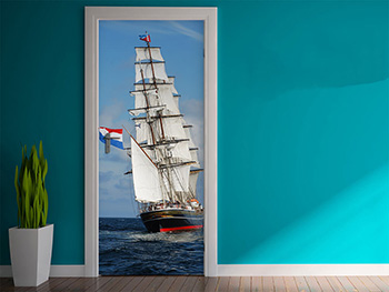 Autocolant uşă Corabie, Folina, model multicolor, dimensiune autocolant 92x205 cm autocolant-usa-corabie-1-6551
