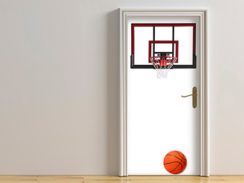 Autocolant uşă Coş de baschet, Folina, culoare albă, dimensiune autocolant 92x205 cm