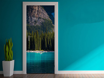 Autocolant uşă Lac de munte, Folina, model cu peisaj, dimensiune autocolant 92x205 cm