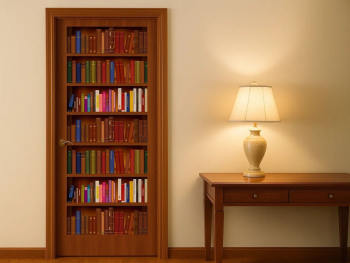 Autocolant uşă Bibliotecă, Folina, model multicolor, rola de 100x210 cm