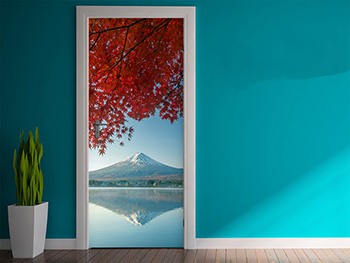 Autocolant uşă, peisaj Muntele Fuji, Folina, model cu peisaj, dimensiune autocolant 92x205 cm