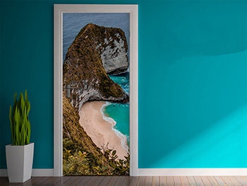 Autocolant uşă Ocean şi stâncă, Folina, model multicolor, dimensiune autocolant 92x205 cm autocolant-usa-ocean-si-stanca-1-6179
