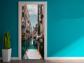 Autocolant uşă Veneţia, Folina, model cu peisaj urban, dimensiune autocolant 92x205 cm