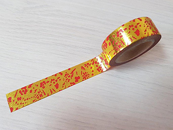 Bandă adezivă Washi Tape Asia, Folina, culoare aurie, dimensiune bandă 15mm x 10m