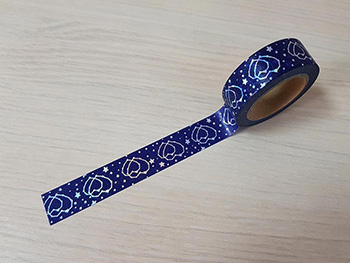 Bandă adezivă Washi Tape Blue hearts, Folina, model cu inimi, 15mm x 10m