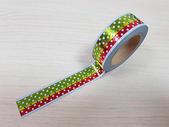 Bandă adezivă Washi Tape, model dungi colorate, 15 mm x 10 metri