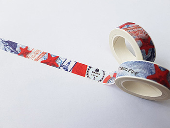 Set 4 role washi tape, bandă adezivă, model cu decor marin, 15 mmx10 m