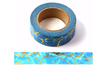 Bandă adezivă Washi Tape, Folina, marmură albastră, 15mmx10m