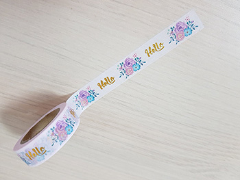 Bandă adezivă Washi Tape Hello, Folina, model floral, dimensiune bandă 15 mm lăţime x 10 m lungime