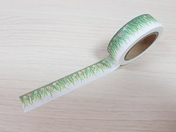 Bandă adezivă Washi Tape, model iarbă verde, 15 mm x 10 metri