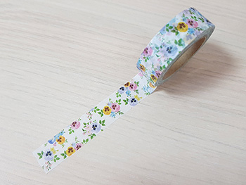 Bandă adezivă Washi Tape Panseluţe, Folina, model multicolor, dimensiune bandă 15 mm lăţime x 10 m lungime