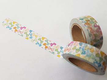 Set 3 role washi tape, bandă adezivă cu model fundite colorate, 15 mmx10 m